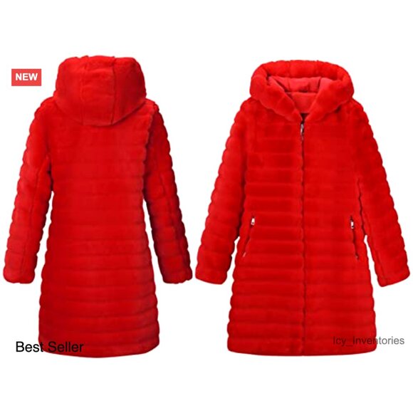 Long Faux Fur Coat Hooded Oversized Winter Warm Fuzzy Jacket Chic - Picture 3 of 7